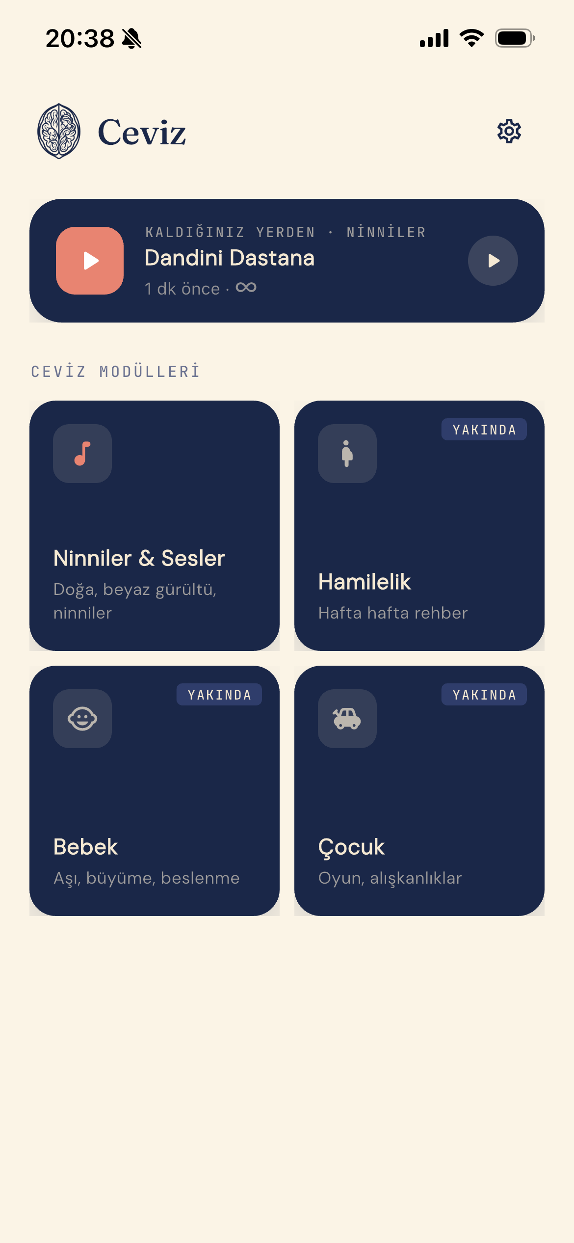 Ceviz app home screen